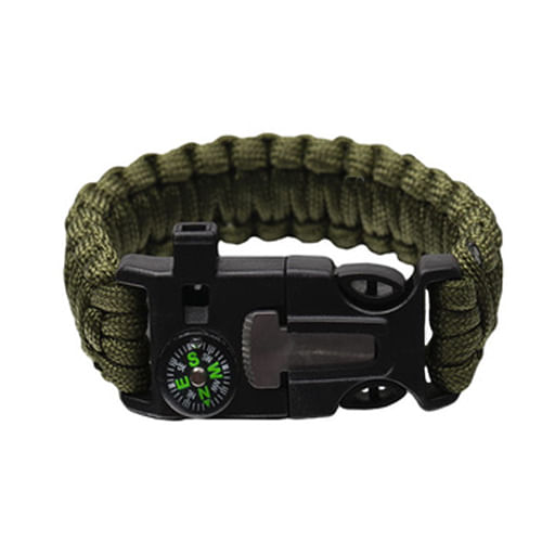 Bratara supravietuire IdeallStore®, Military Surplus, paracord, 26 cm, verde