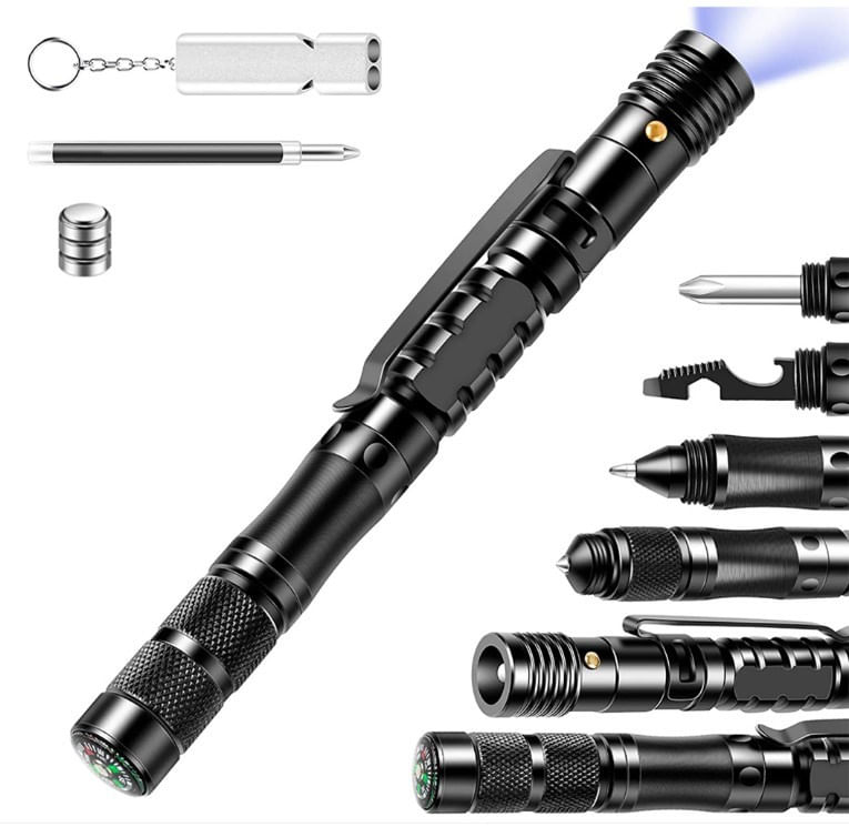 Pix tactic IdeallStore®, Comando Specialist, multifunctional, aluminiu, 13.5 cm, negru