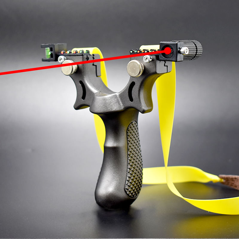 Set prastie laser IdeallStore®, Sling King, plastic, 11.5 cm, boloboc, argintiu si 200 bile de 6 mm