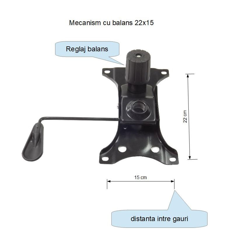 Placuta balans, mecanism scaun directorial, metalica, 22 cm x 15 cm - 2 | YEO