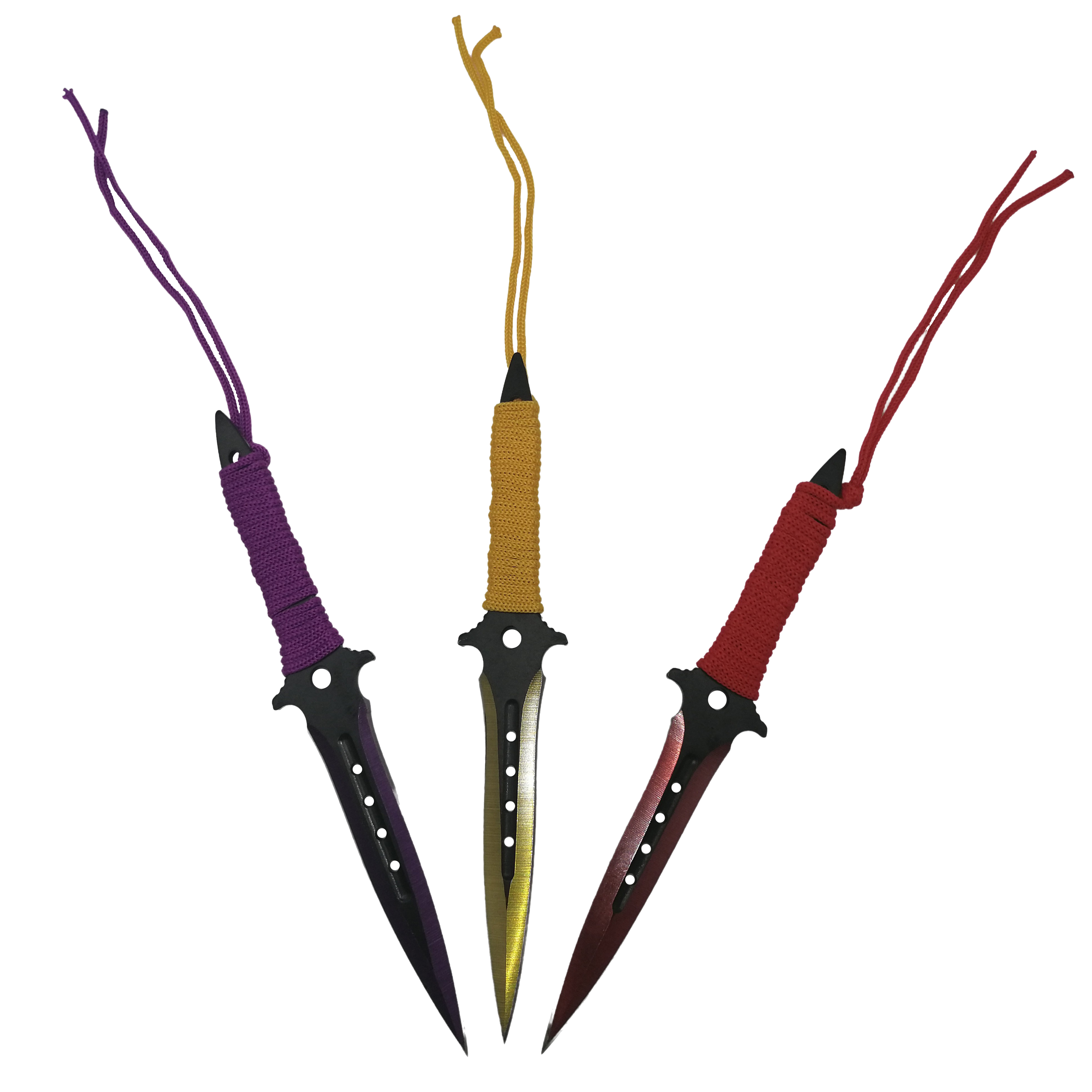 Set trei cutite de aruncat, Ninja Assasin, otel inoxidabil, 19 cm, multicolor, teaca inclusa - 1 | YEO