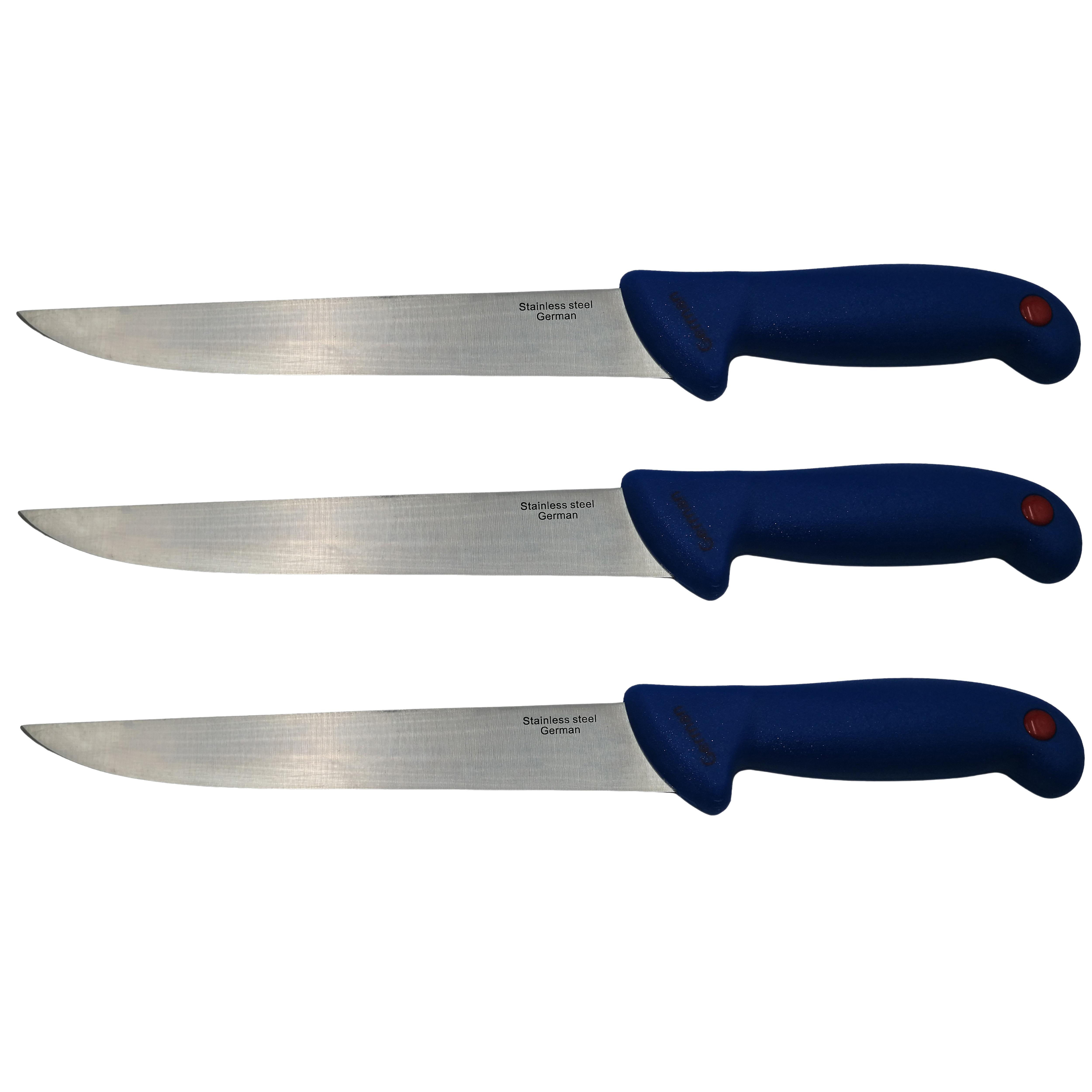 Set trei cutite de bucatarie IdeallStore®, Chef\'s Blade, otel inoxidabil, 33 cm, albastru
