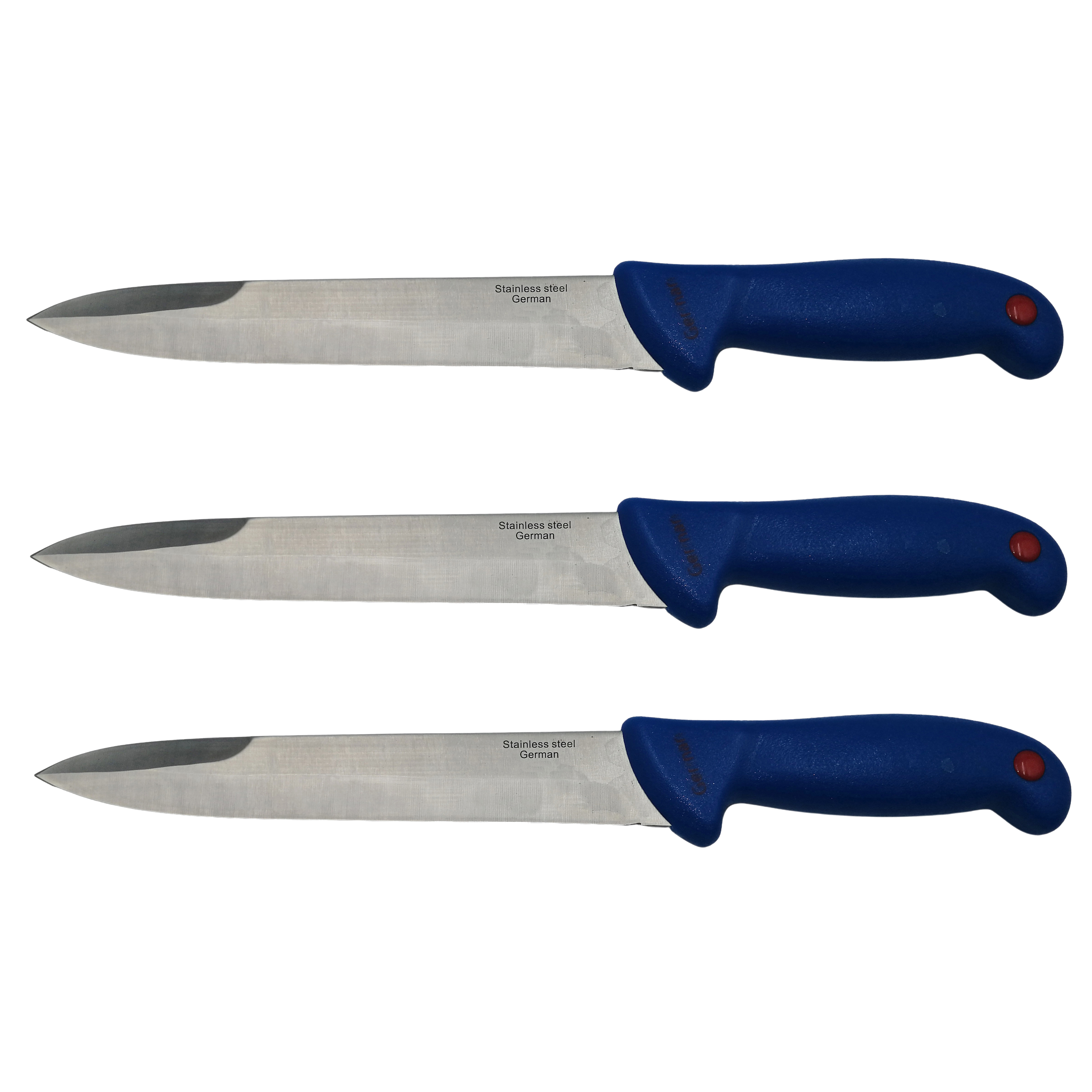 Set trei cutite de injunghiat IdeallStore®, Chef\'s Blade, otel inoxidabil, 32 cm, albastru