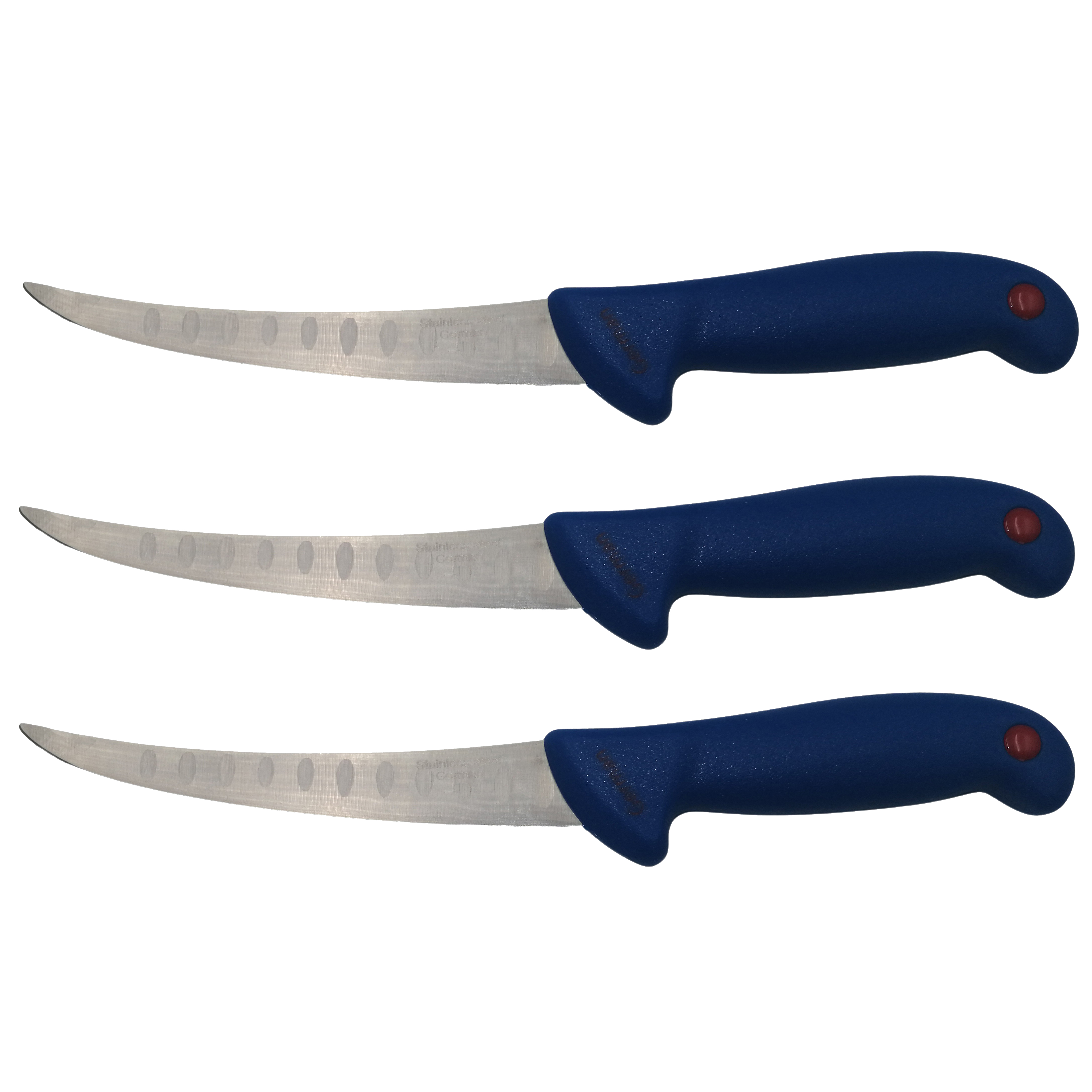 Set trei cutite de filetat IdeallStore®, Chef\'s Knife, otel inoxidabil, 30 cm, albastru