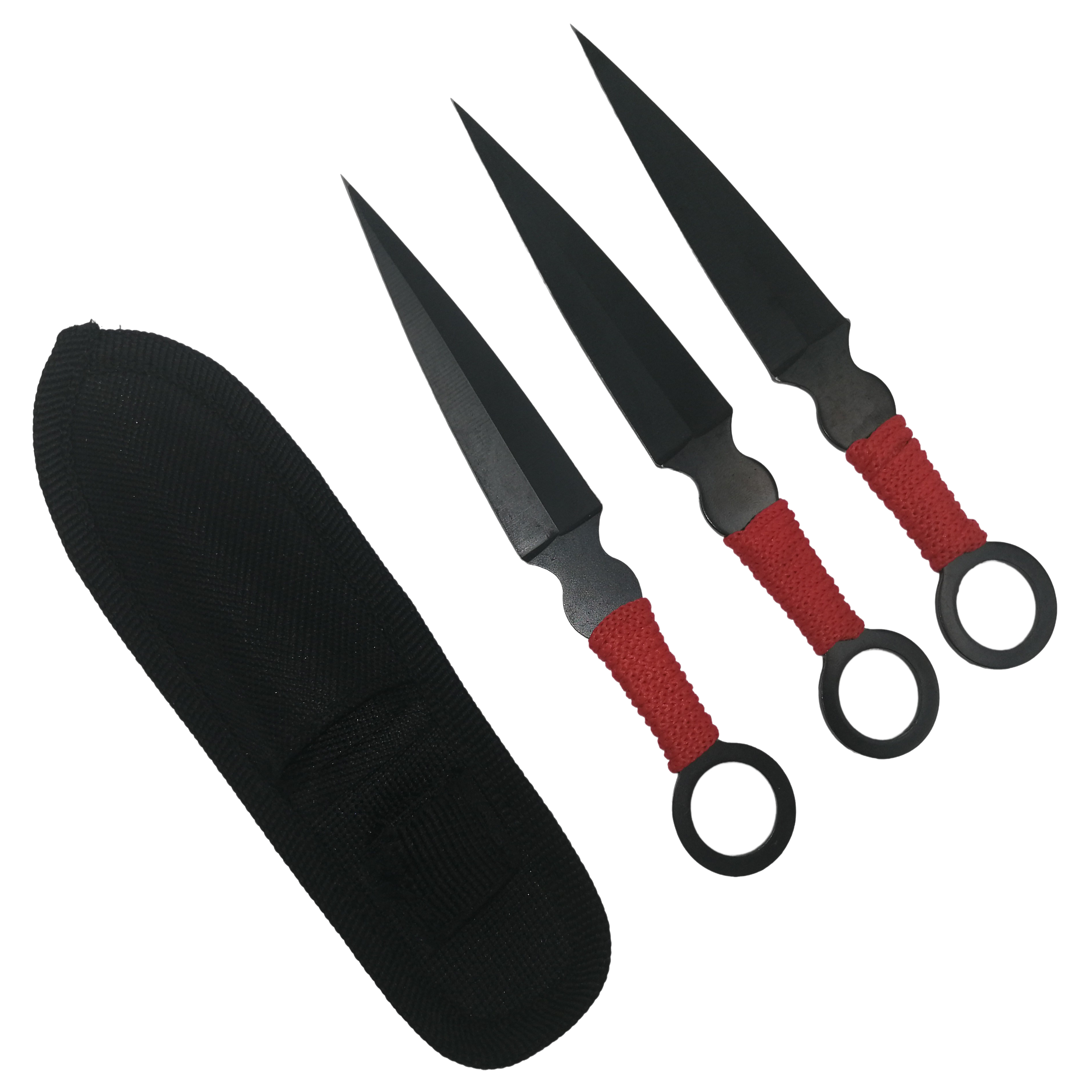 Set trei cutite de aruncat, Black Kunai, otel inoxidabil, 16 cm, teaca inclusa