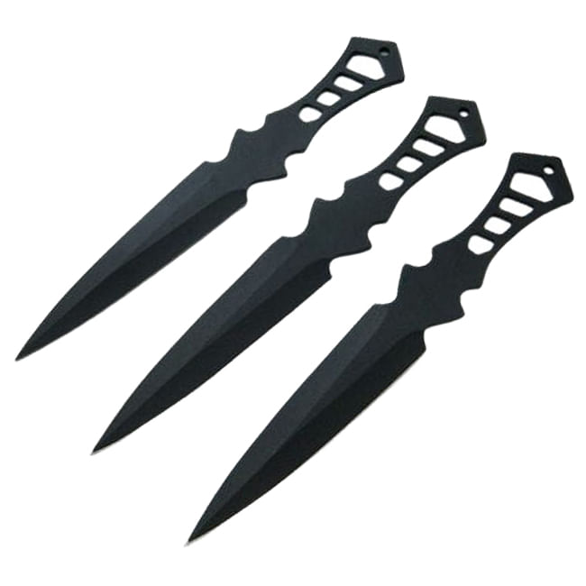 Set trei cutite de aruncat IdeallStore®, Anarchy Way, otel inoxidabil, negru, 19 cm, teaca inclusa