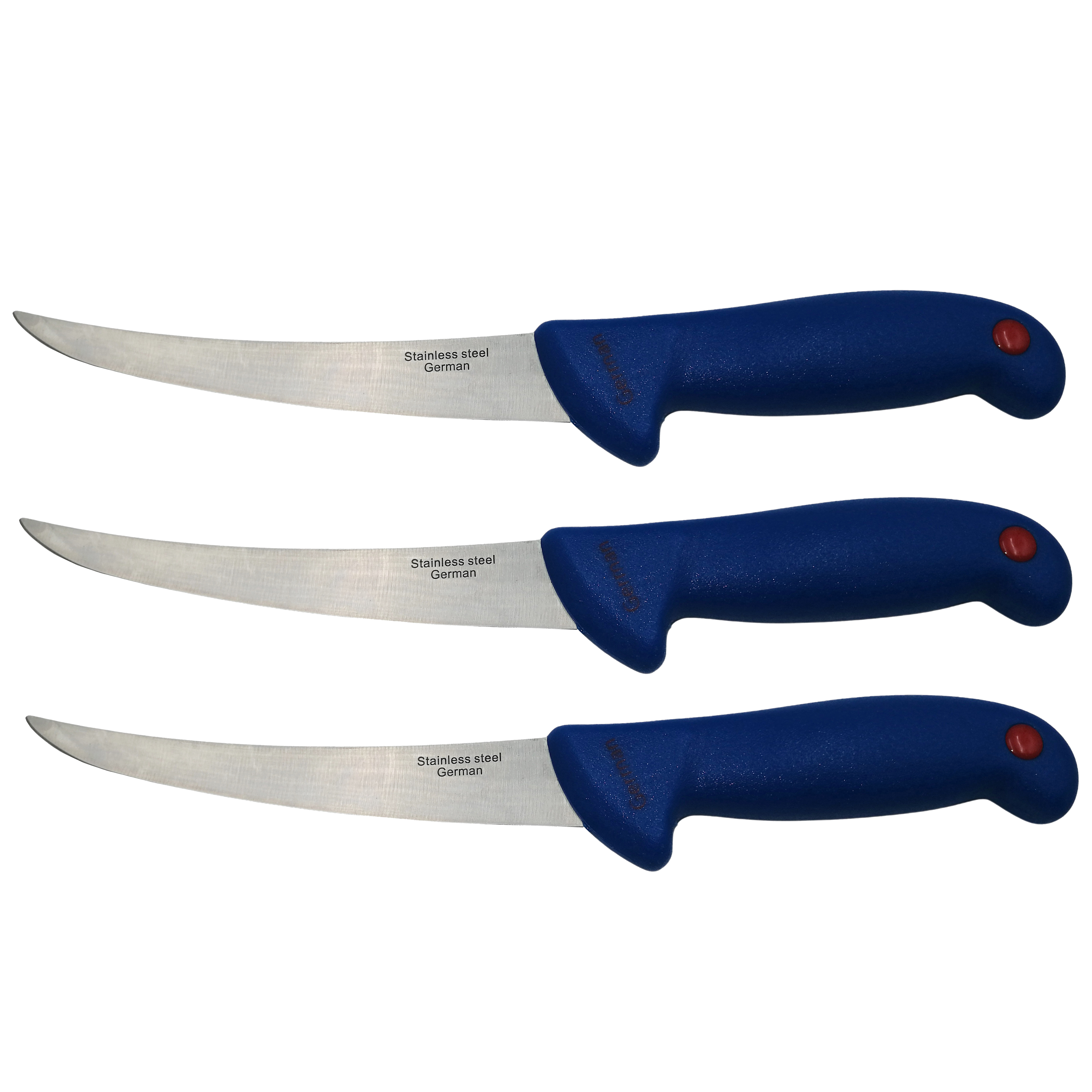 Set trei cutite de filetat IdeallStore®, Chef\'s Blade, otel inoxidabil, 30 cm, albastru