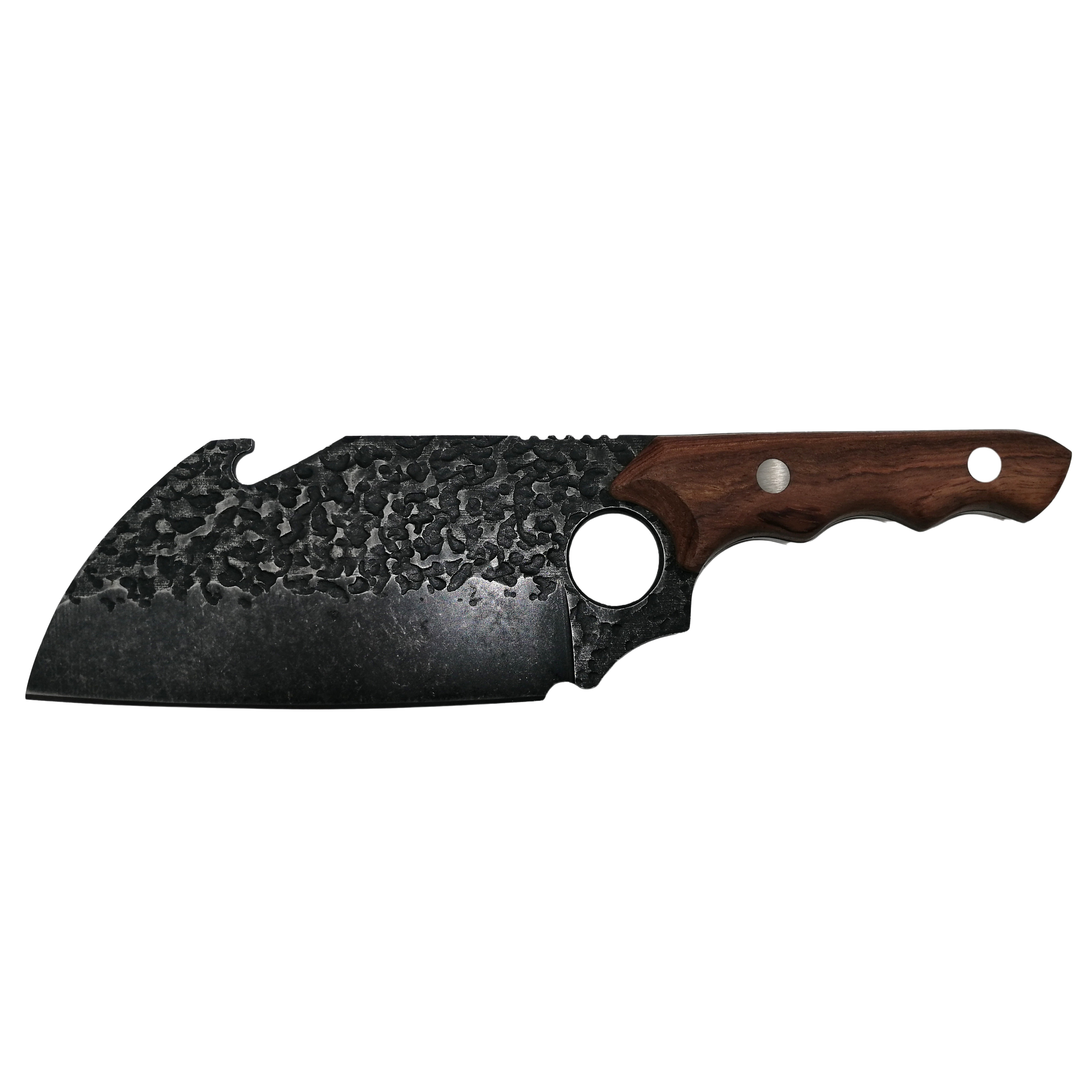 Set trei cutite macelarie DEPOX®, lucrate manual, Ying-Yang Blade, 26.5 cm, maner lemn, negru — imaginea 3
