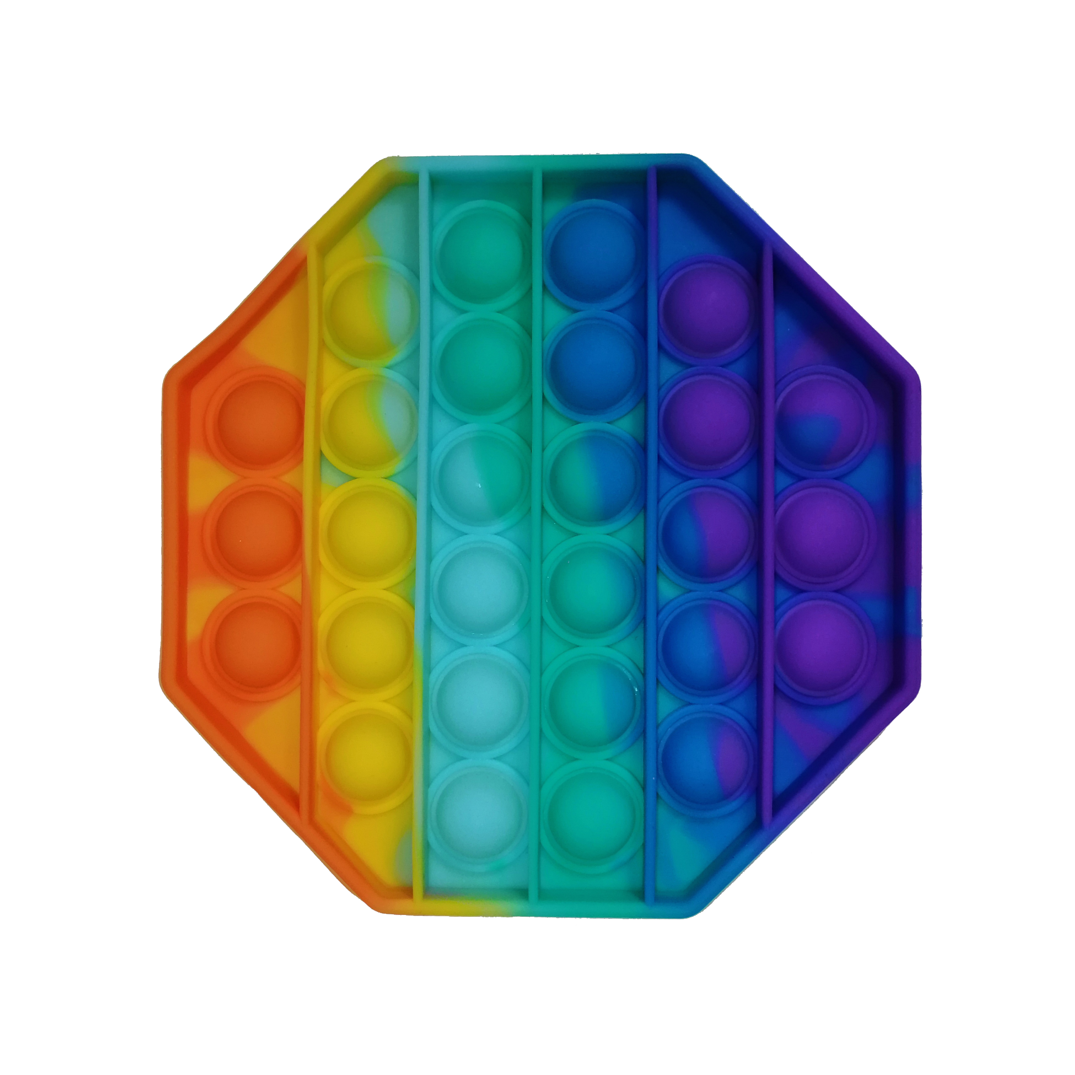 Jucarie antistres, Pop it, silicon, hexagon, 12.5 cm, multicolor