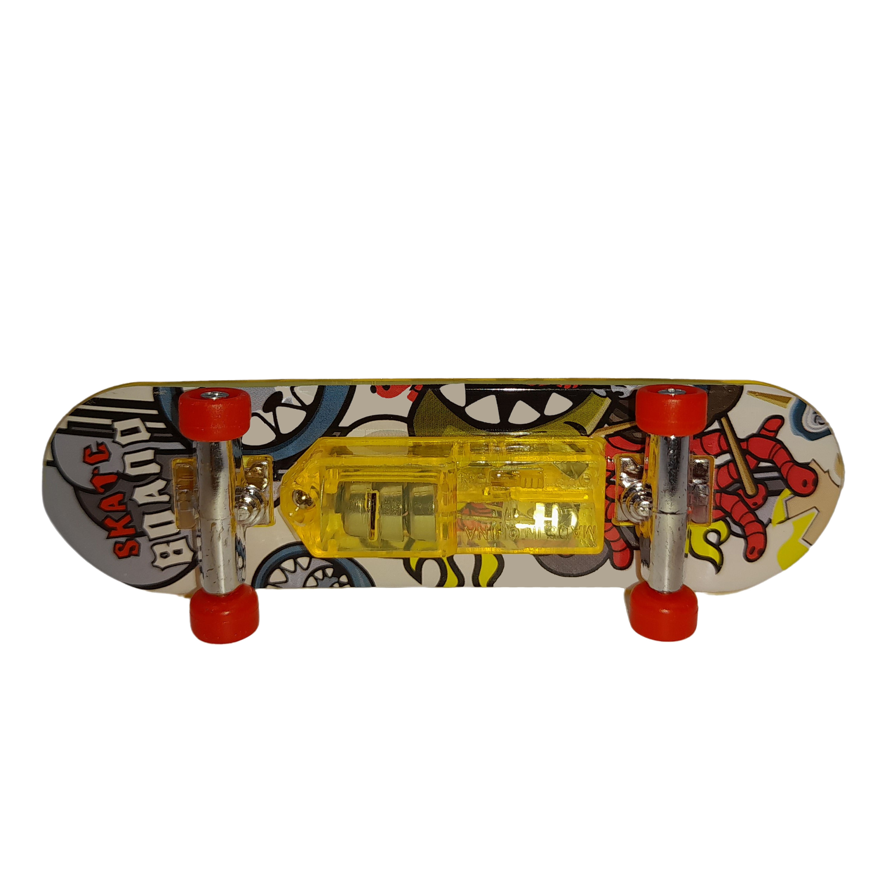 Mini Skateboard IdeallStore®, Fingerboard Light, LED, 9.5 cm, negru - 3 | YEO