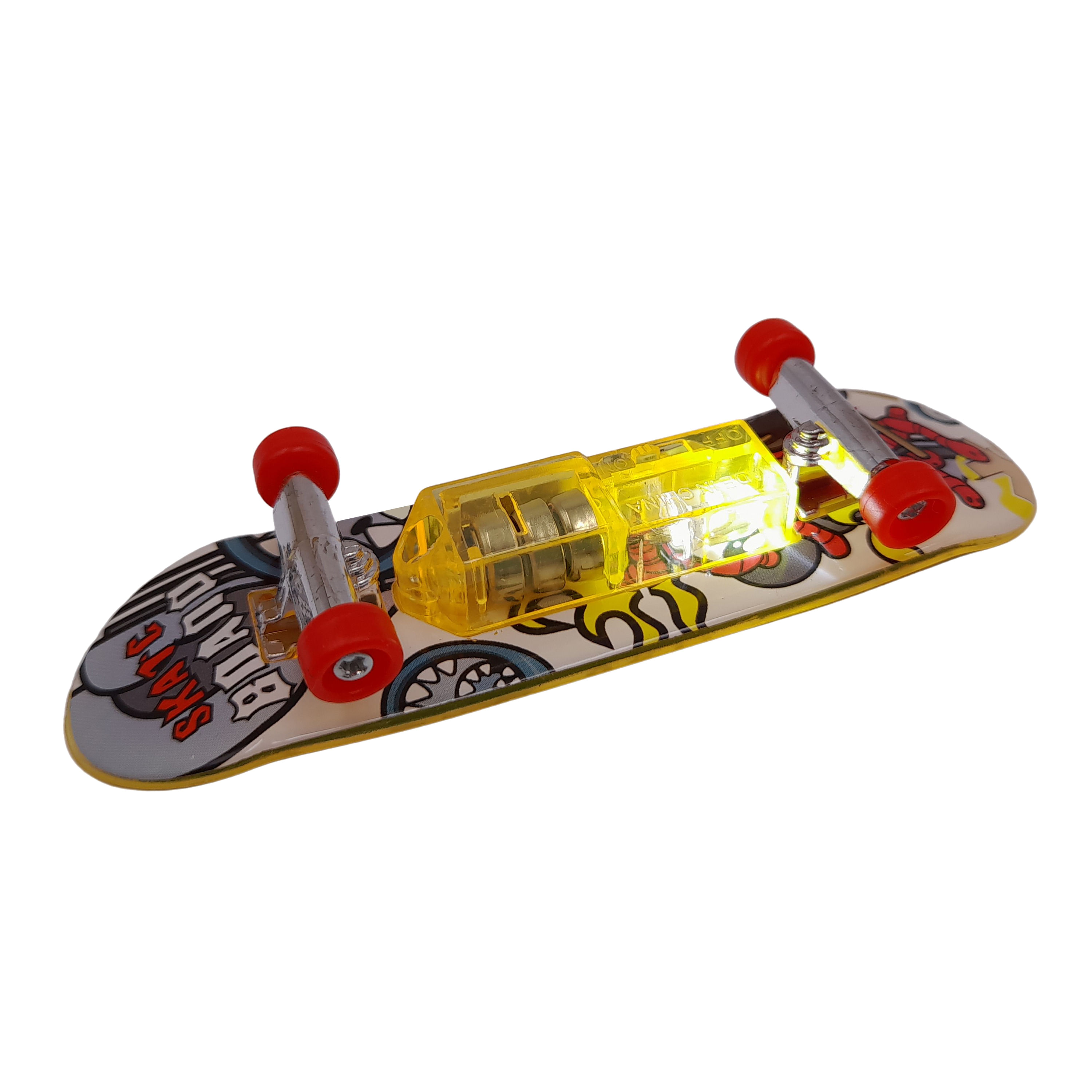 Mini Skateboard IdeallStore®, Fingerboard Light, LED, 9.5 cm, negru - 4 | YEO