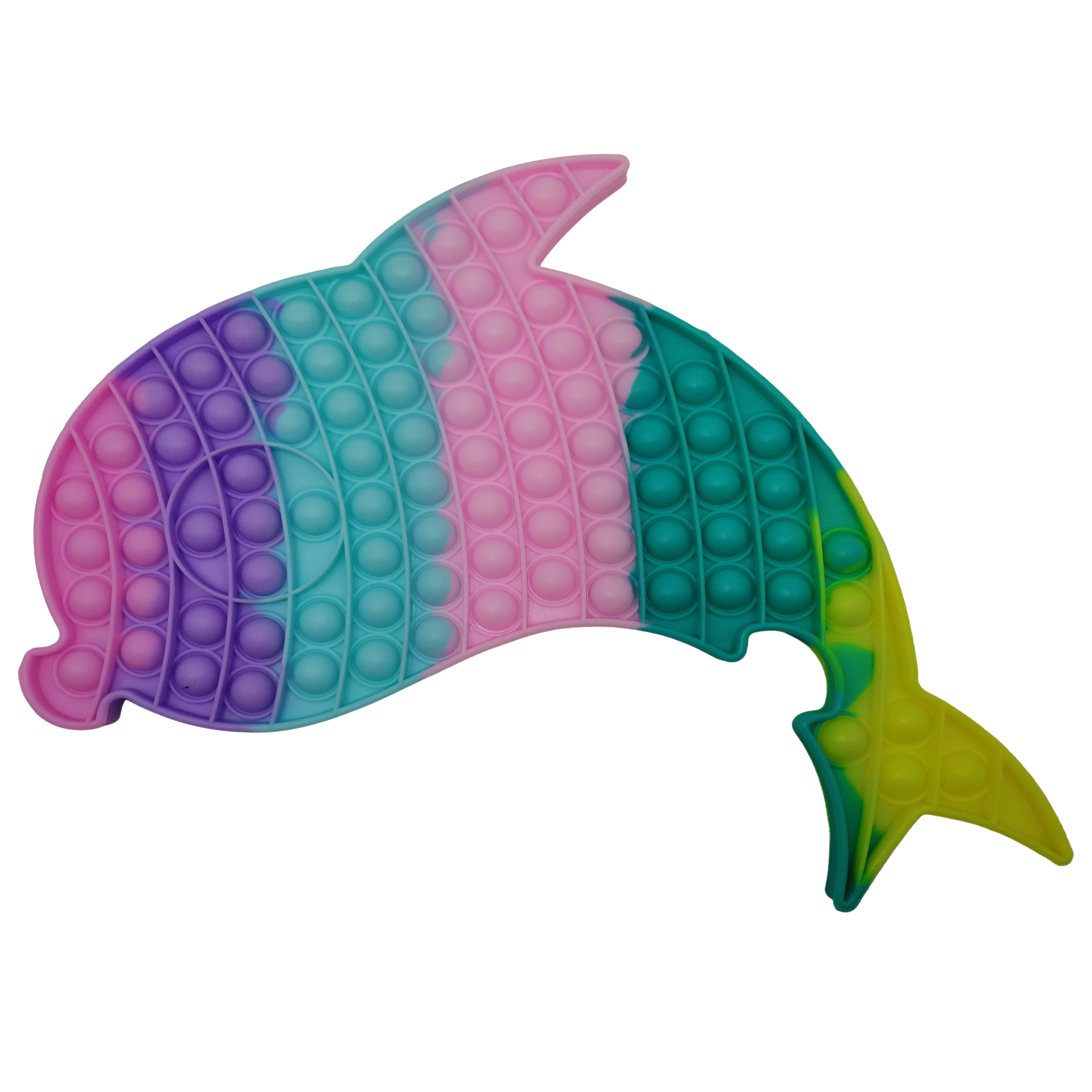 Jucaria antistres, Pop it Grand, model delfin, 41 cm, multicolor