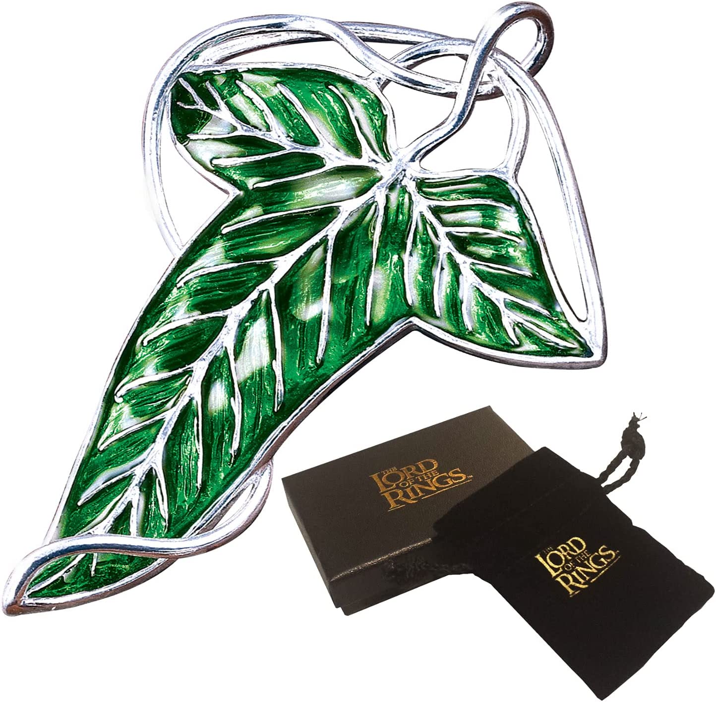 Brosa de colectie IdeallStore®, Leaf of Lorien, seria Stapanul Inelelor, metalica, 7 cm, verde, husa inclusa - 2 | YEO