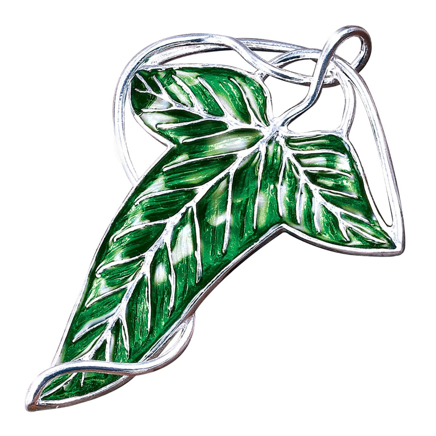 Brosa de colectie IdeallStore®, Leaf of Lorien, seria Stapanul Inelelor, metalica, 7 cm, verde, husa inclusa