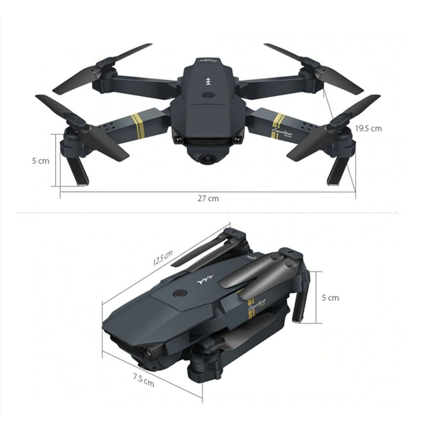 Drona micro pliabila, camera 720p, wi-fi, 2.4 gHz, neagra - 3 | YEO