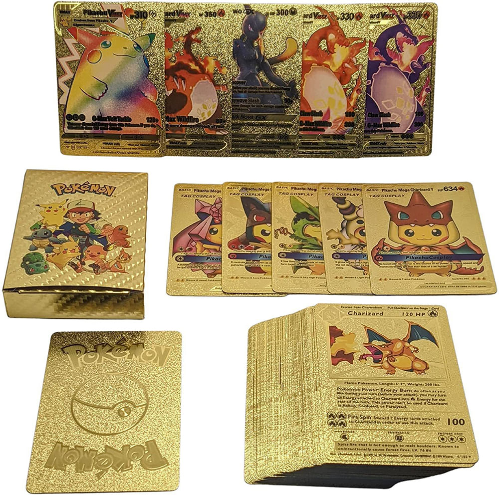 Set cartonase Pokemon IdeallStore®, Gold GTX, editie de colectie, 55 bucati, aurii - 1 | YEO