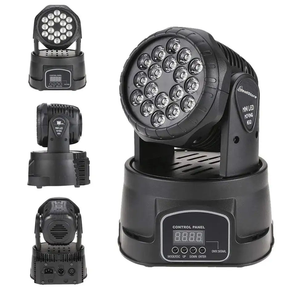 Moving head IdeallStore®, Party Energy, jocuri de lumini, 70W, 18 leduri, negru - 1 | YEO