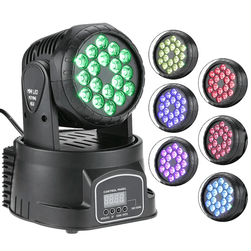 Moving head IdeallStore®, Party Energy, jocuri de lumini, 70W, 18 leduri, negru - 2 | YEO