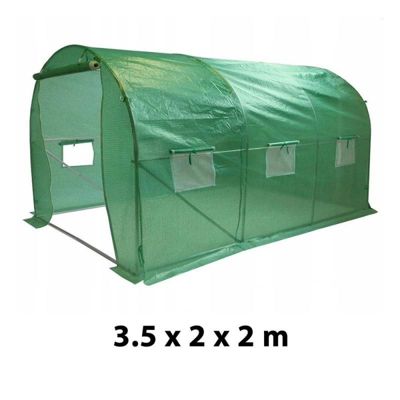 Sera tip tunel, 3.5x2x2 m, folie pe 140g/mp, cadru metalic, filtru uv4