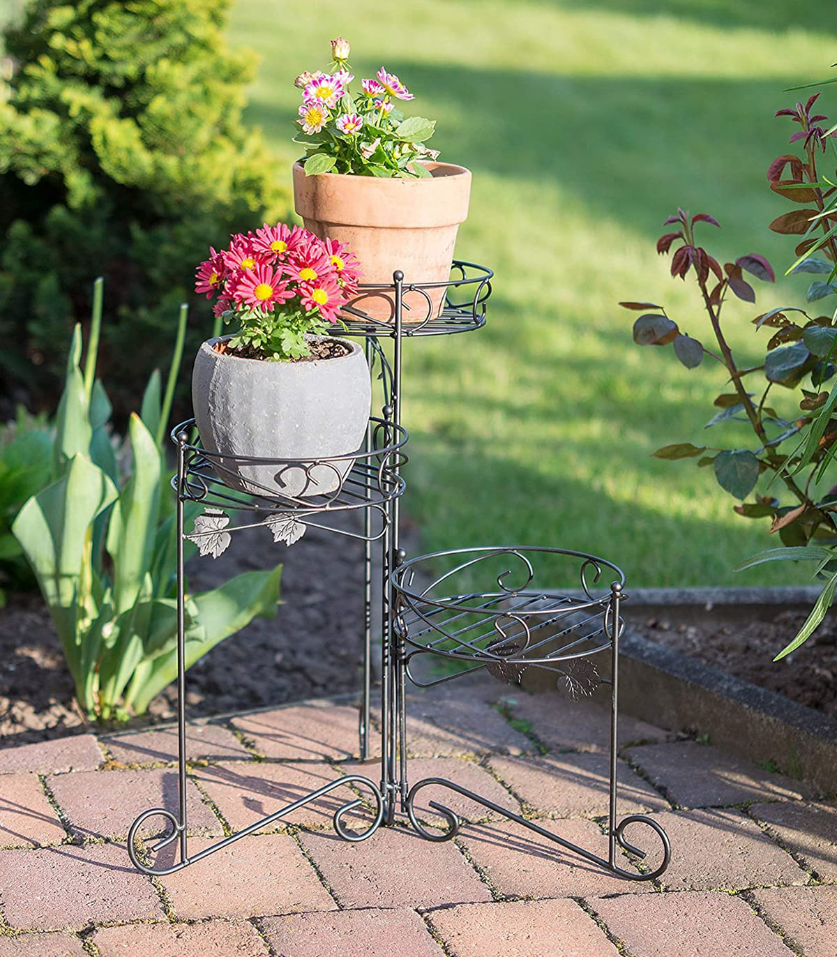 Suport ghivece plante, metal, negru, negru — imaginea 4
