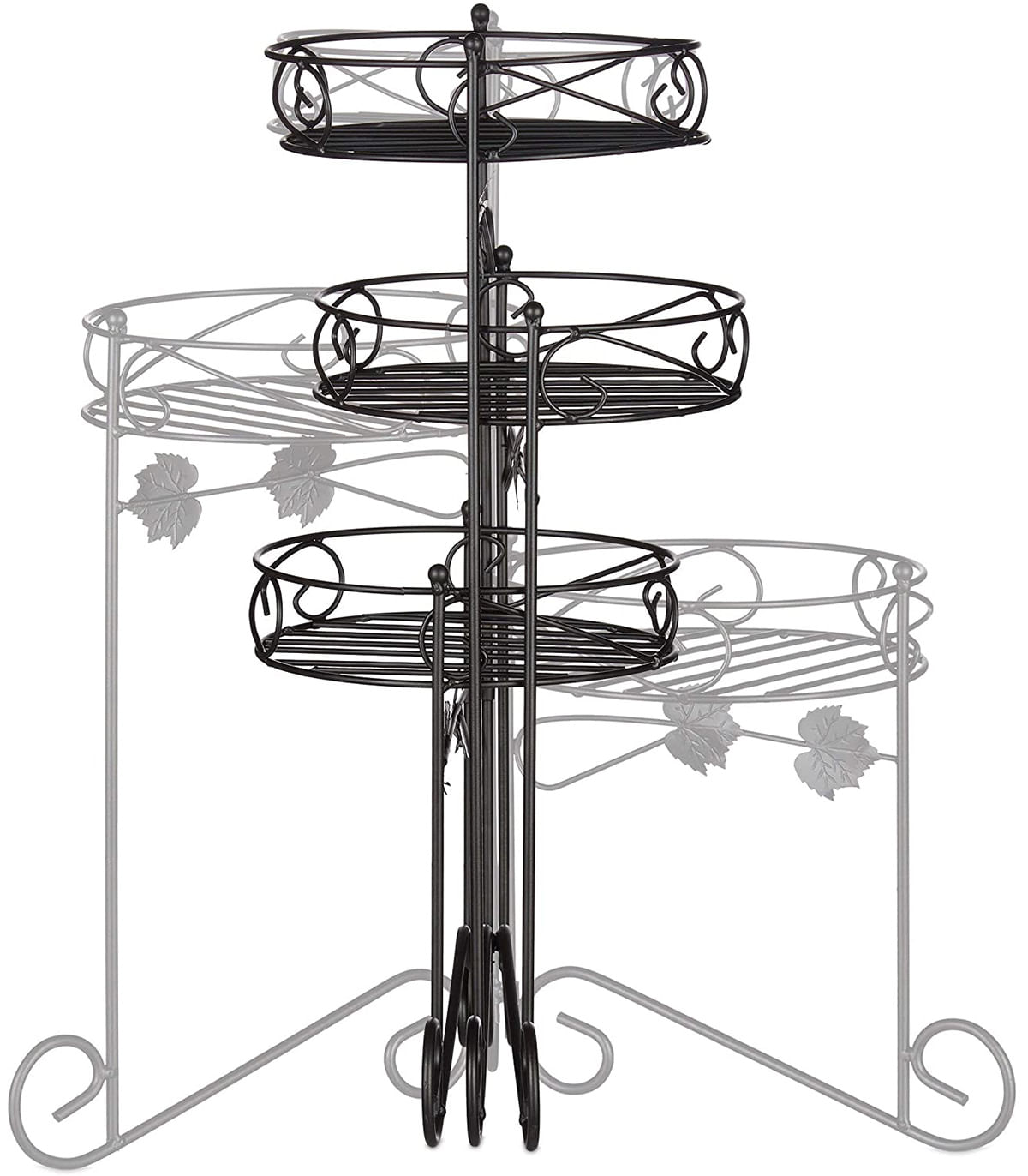 Suport ghivece plante, metal, negru, negru — imaginea 5