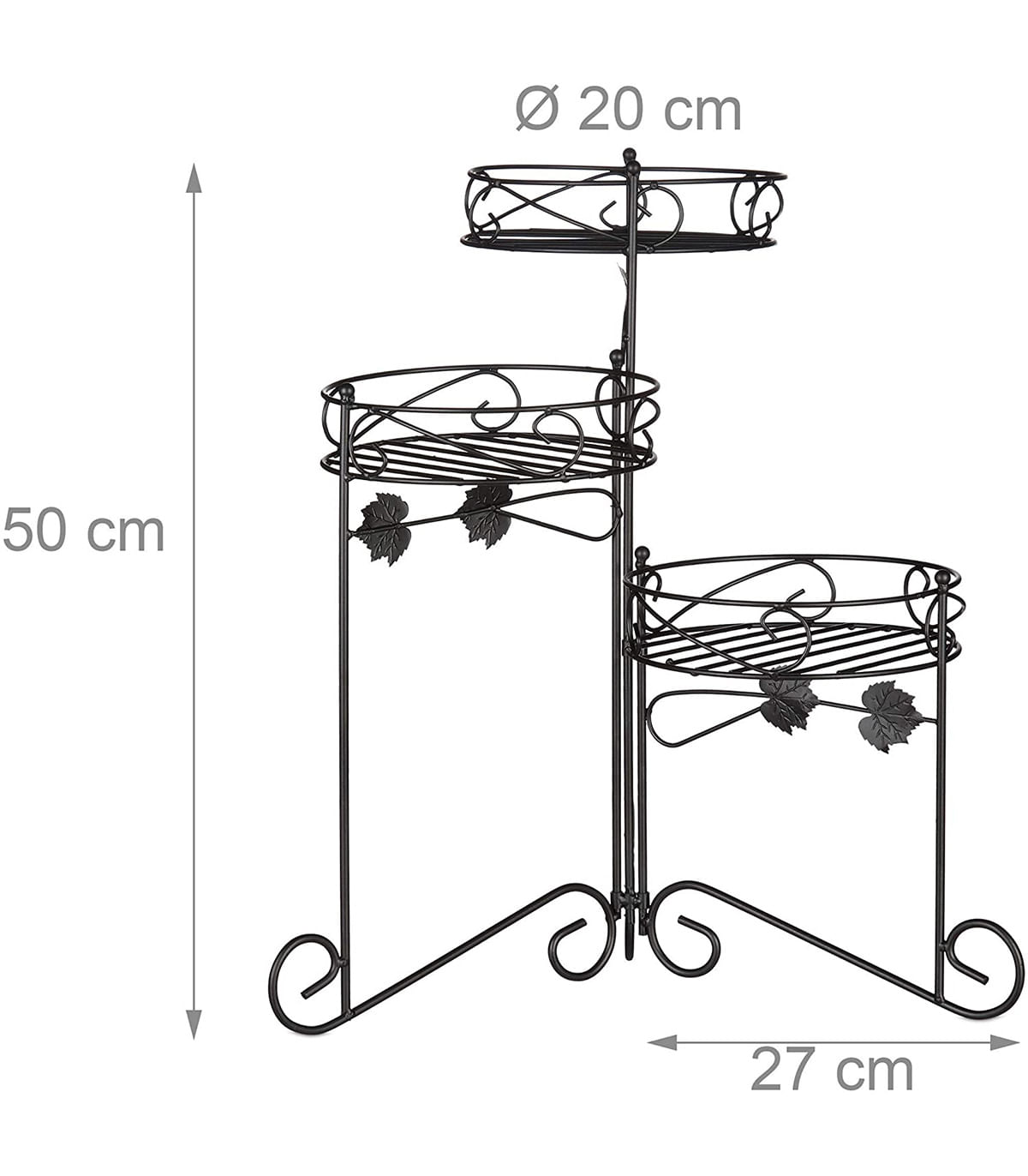Suport ghivece plante, metal, negru, negru — imaginea 6
