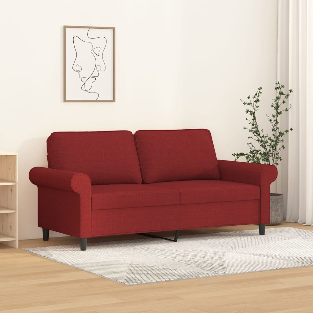 Canapea cu 2 locuri, textil, rosu vin, 140 cm, model 7