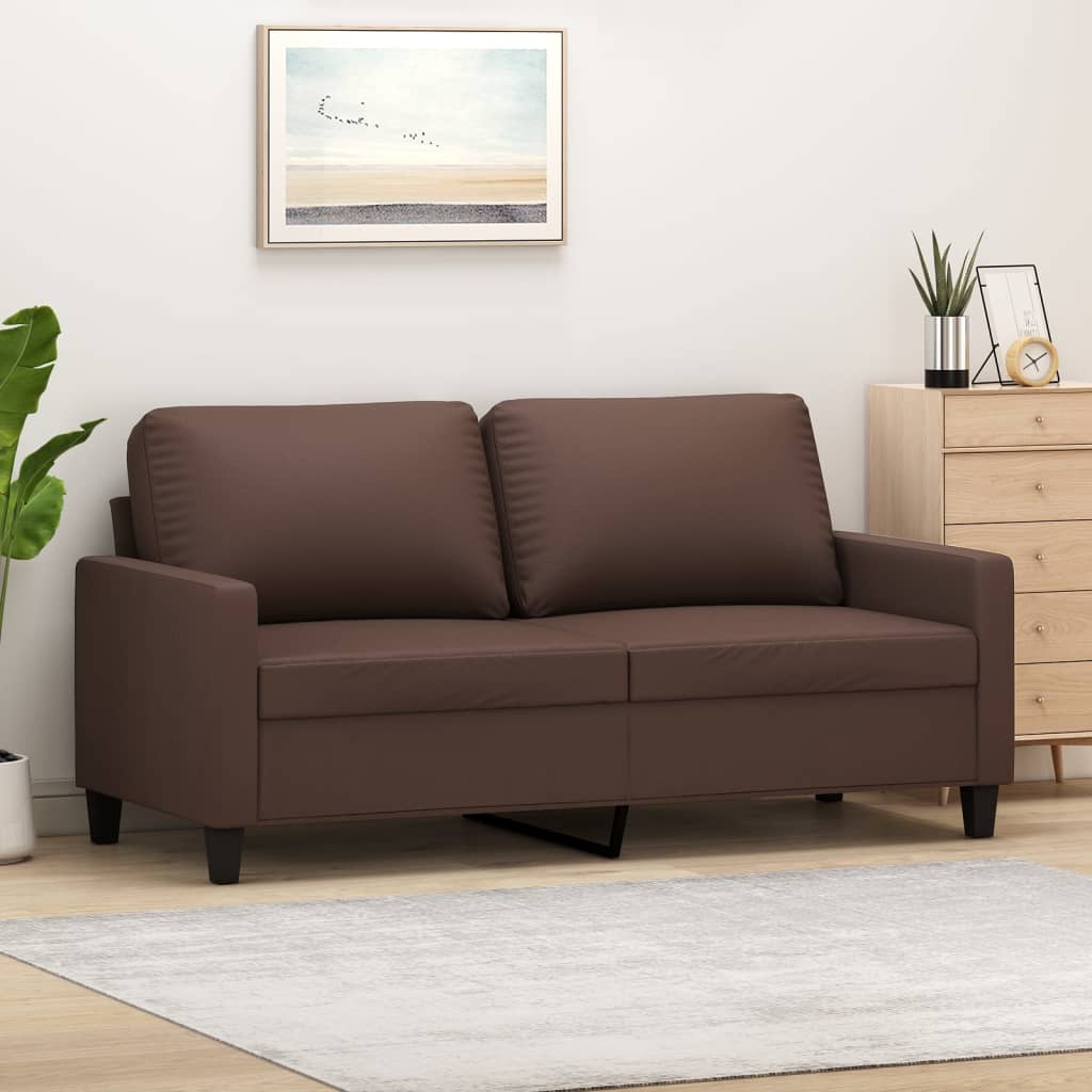 Canapea cu 2 locuri, piele ecologica, maro, 140 cm, model 2