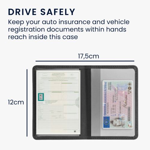 Husa pentru documente auto, Kwmobile, Negru, Piele ecologica, 55452.01 - 3 | YEO