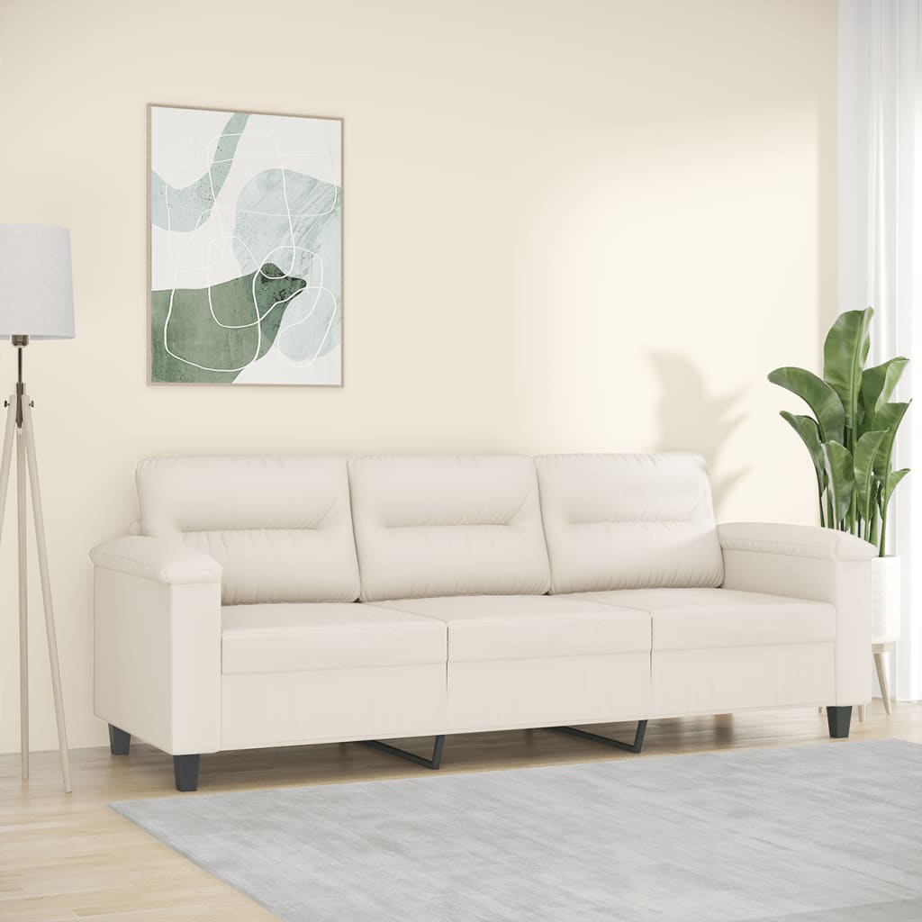 Canapea cu 3 locuri, piele ecologica, crem, 180 cm, model 6