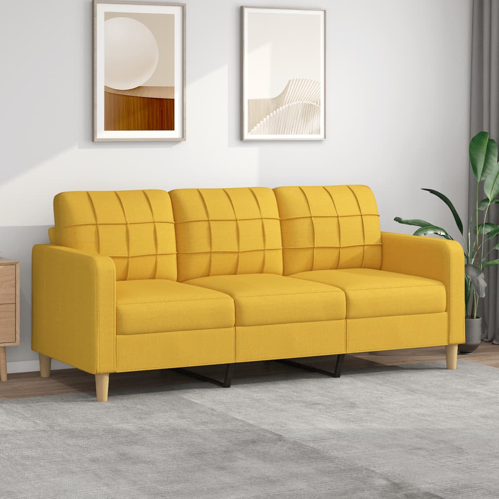 Canapea cu 3 locuri, textil, galben deschis, 180 cm, model 1