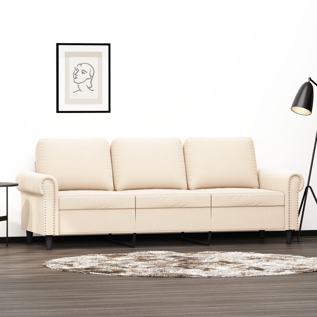 Canapea cu 3 locuri, catifea, crem, 180 cm, model 4