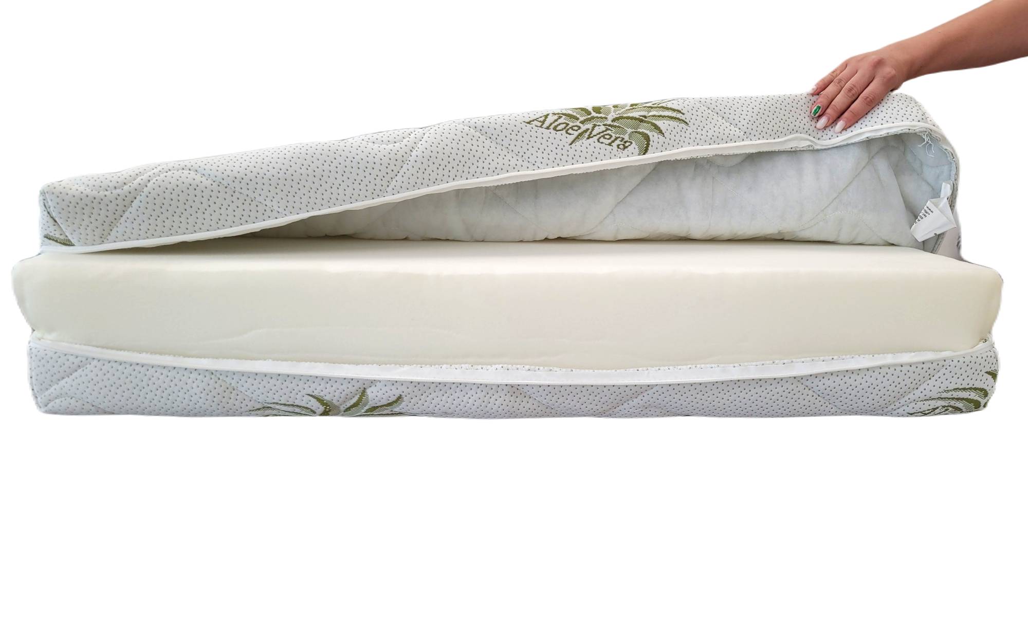 Husa saltea 160x200x25, Aloe Vera, matlasata, lavabila, detasabila, cu fermoar 4 laturi - 1 | YEO