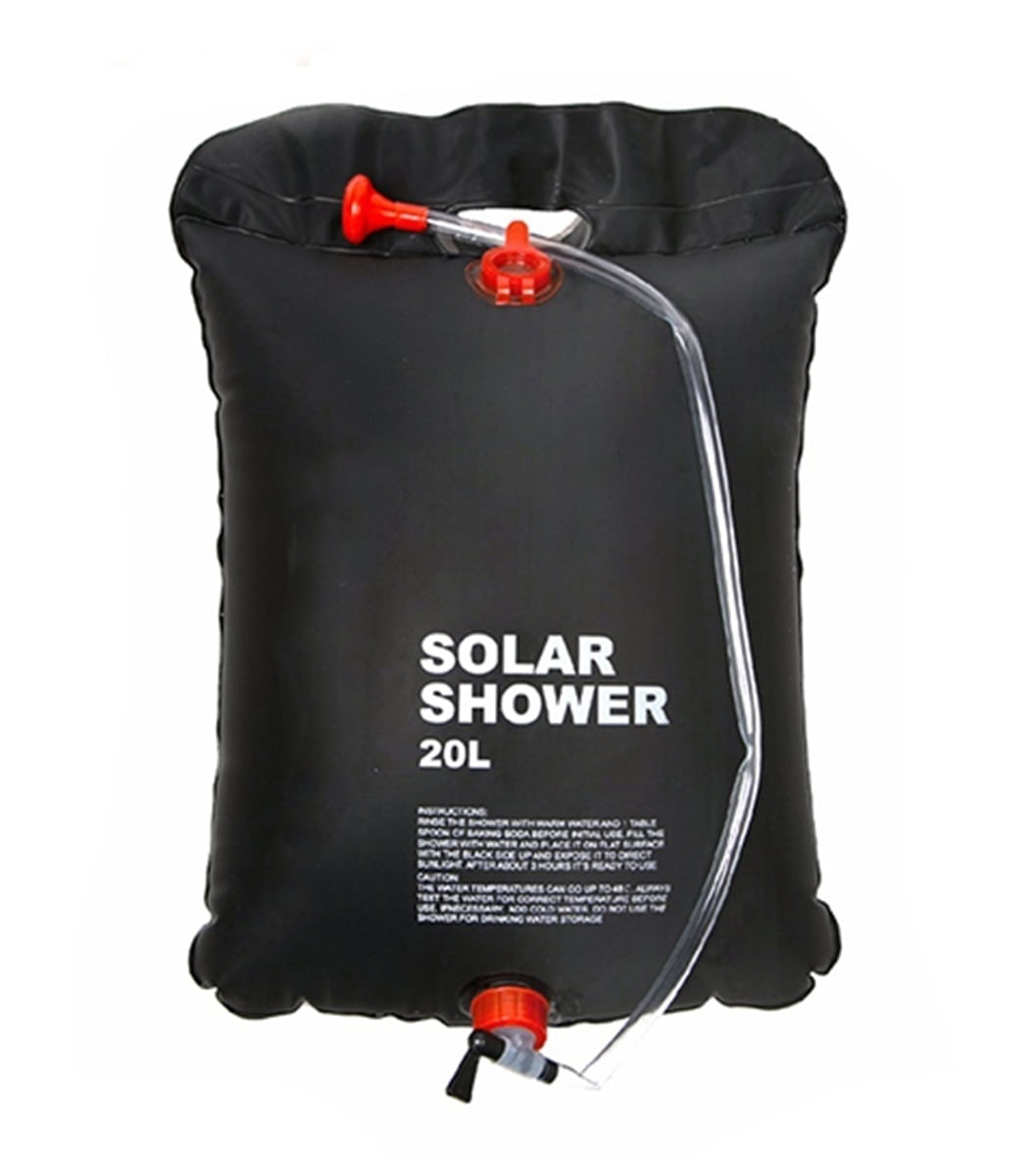 Dus solar pentru camping, 20L, 39 x 60 cm, furtun de 70 cm, negru