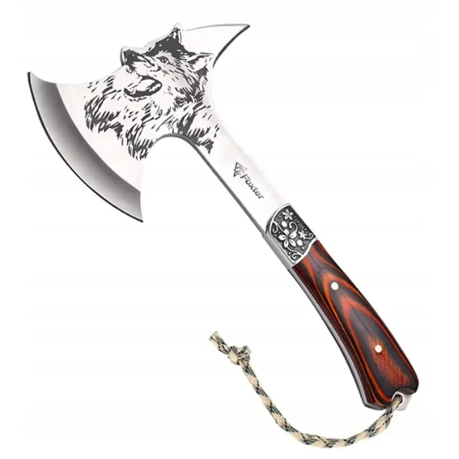 Topor, Tomahawk, Wolf, 32 cm, lama din otel inoxidabil, husa inclusa