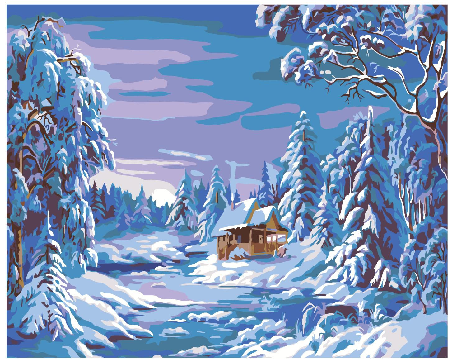 Set pictura pe numere Peisaj de iarna 1249