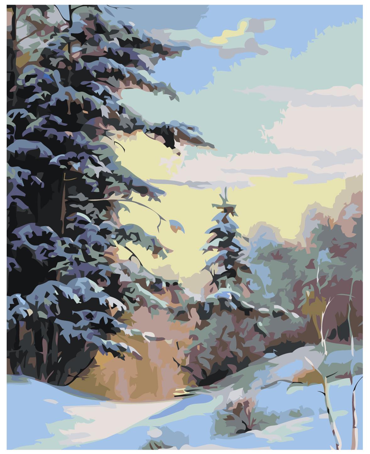 Set pictura pe numere Peisaj de iarna 1245