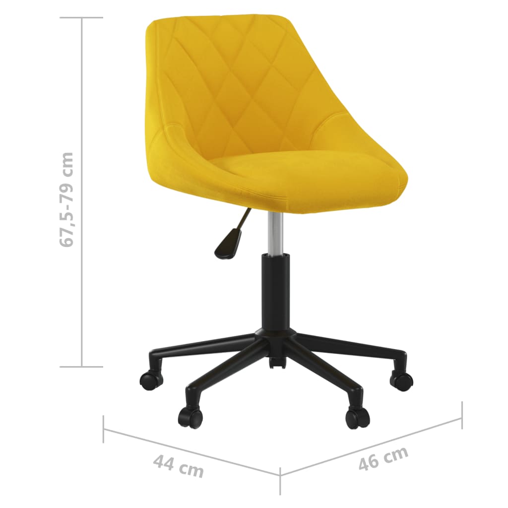 Scaun de masa pivotant, catifea, galben mustar, model 2