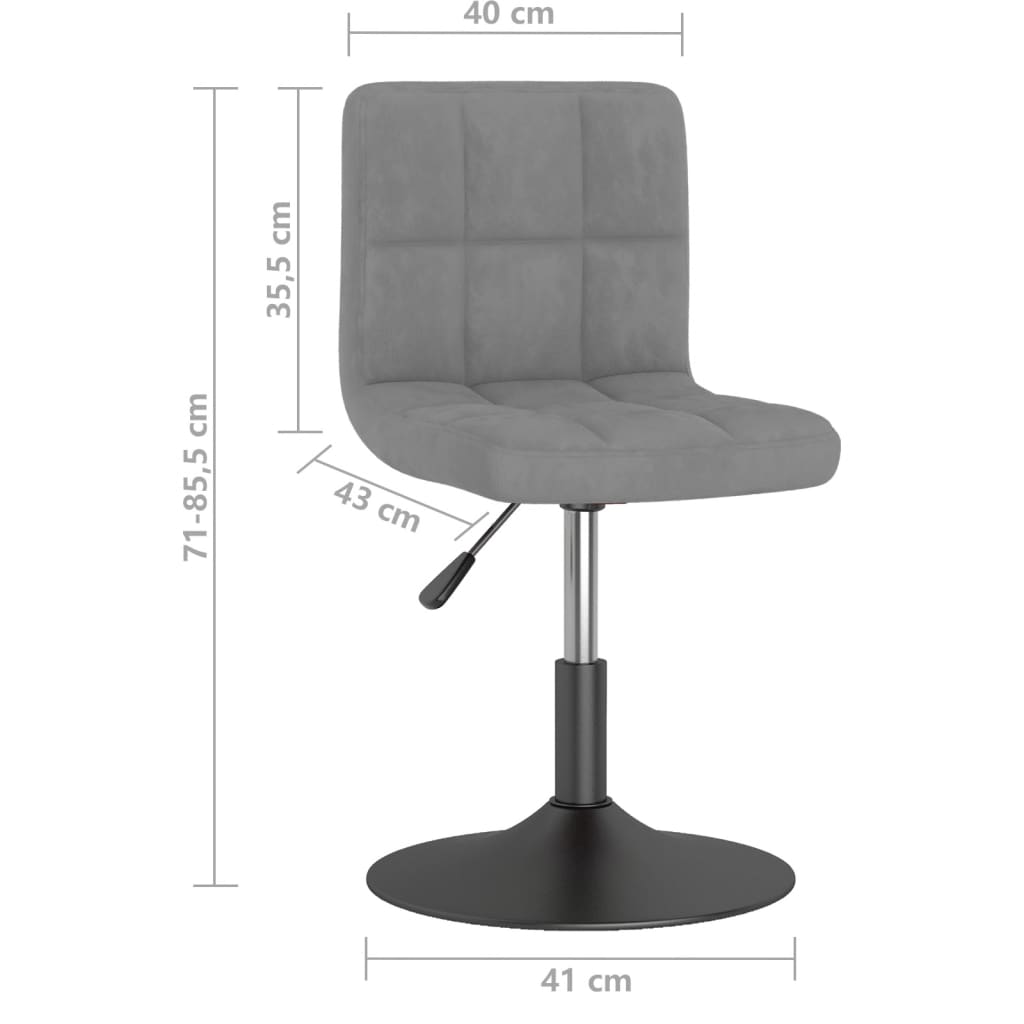 Scaune de bucatarie pivotante, 2 buc., catifea, gri deschis, model 27 — imaginea 9