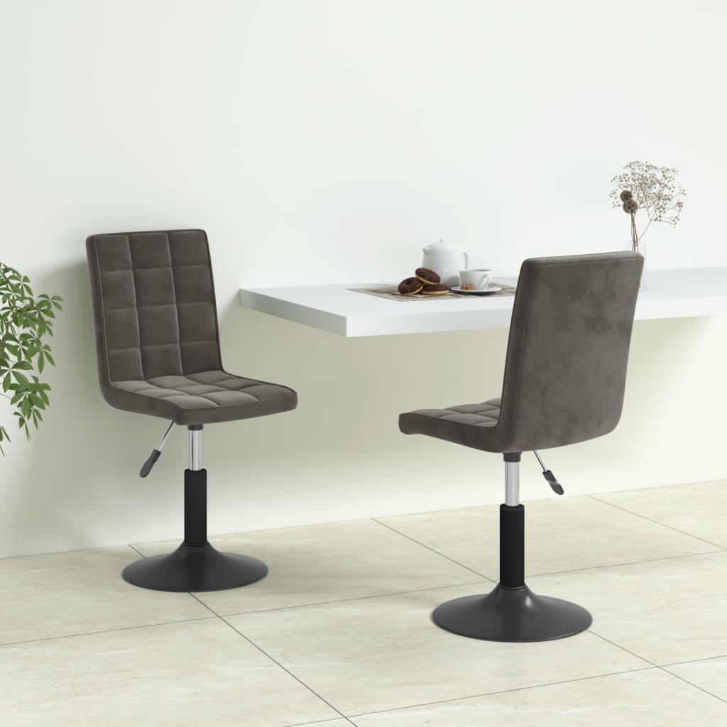 Scaune de bucatarie pivotante, 2 buc., catifea, gri inchis, model 66 — imaginea 4