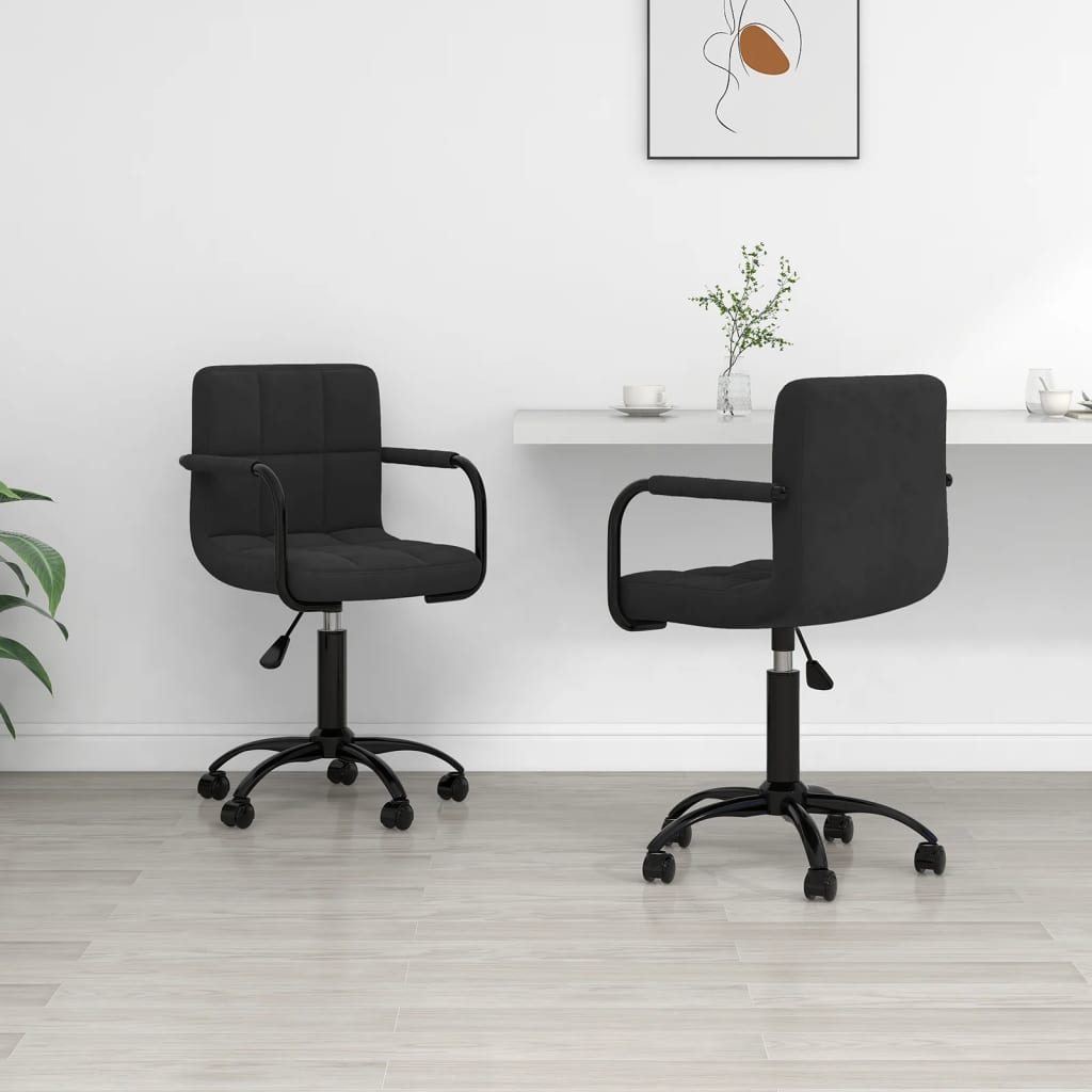 Scaune de bucatarie pivotante, 2 buc., catifea, negru, model 2 — imaginea 3