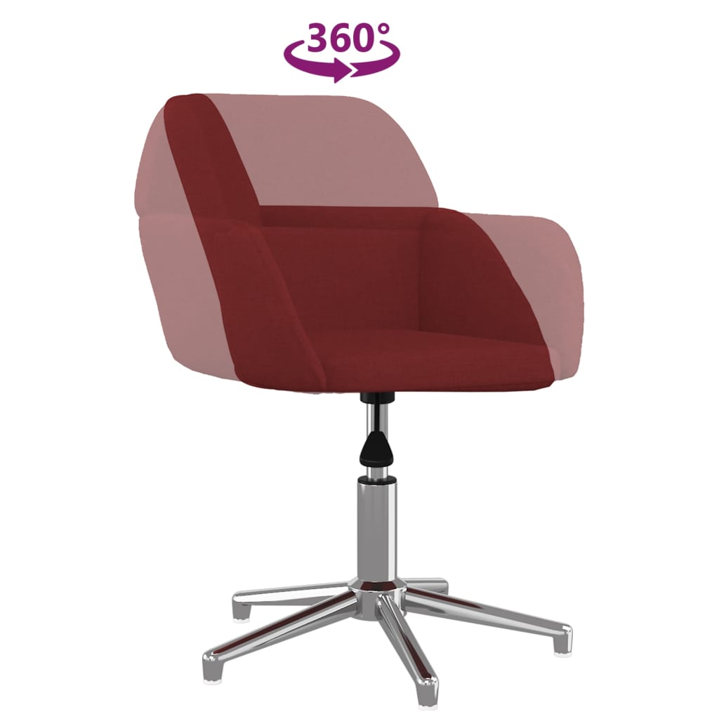 Scaune de bucatarie pivotante, 2 buc., textil, rosu vin, model 3 — imaginea 3