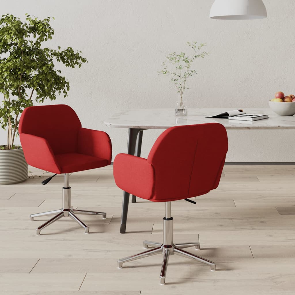 Scaune de bucatarie pivotante, 2 buc., textil, rosu vin, model 3 — imaginea 5