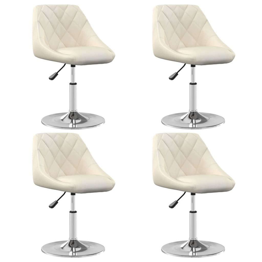 Scaune de bucatarie pivotante, 4 buc., catifea, crem, model 3 — imaginea 4