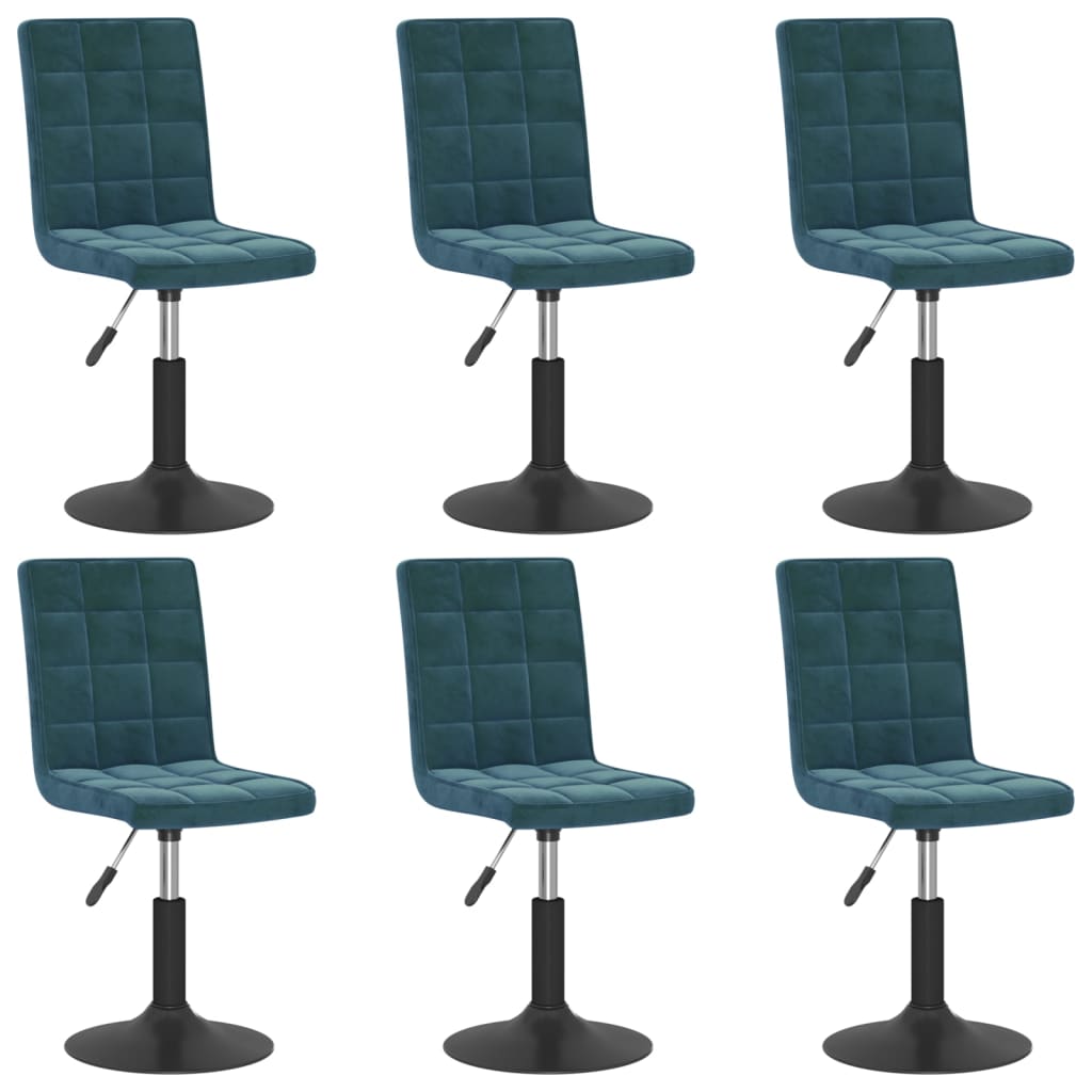 Scaune de bucatarie pivotante, 6 buc., catifea, albastru, model 4 — imaginea 6