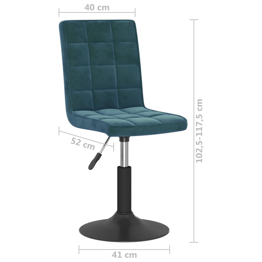 Scaune de bucatarie pivotante, 6 buc., catifea, albastru, model 4 — imaginea 10