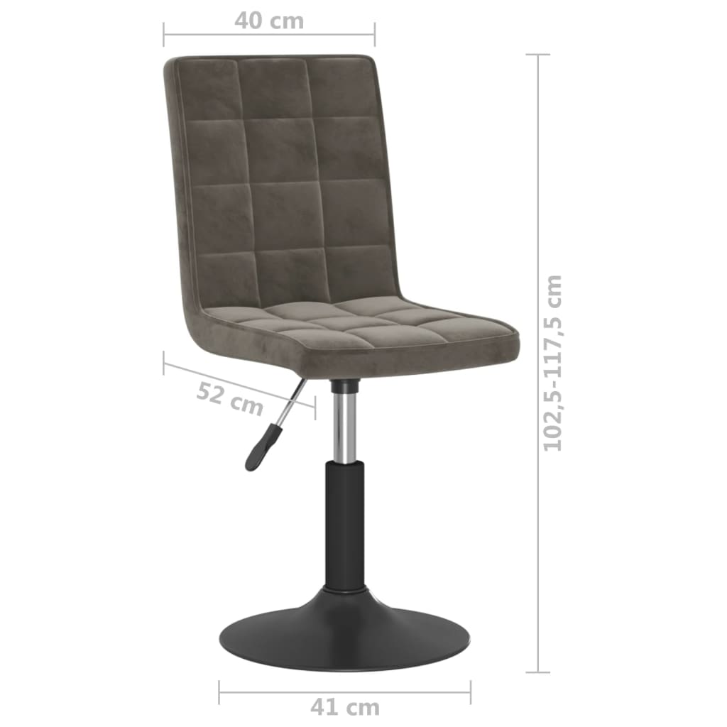 Scaune de bucatarie pivotante, 6 buc., catifea, gri inchis, model 47 — imaginea 9