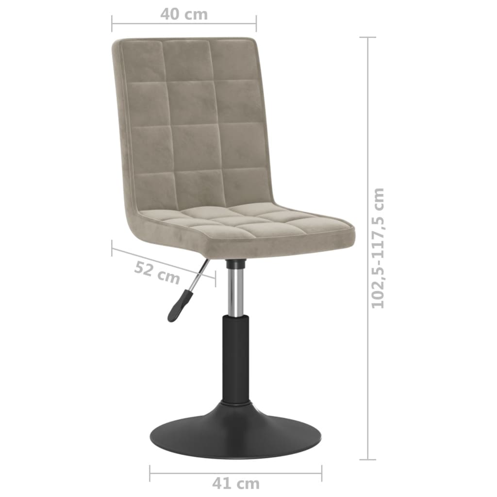 Scaune de bucatarie pivotante, 6 buc., catifea, gri deschis, model 48 — imaginea 5