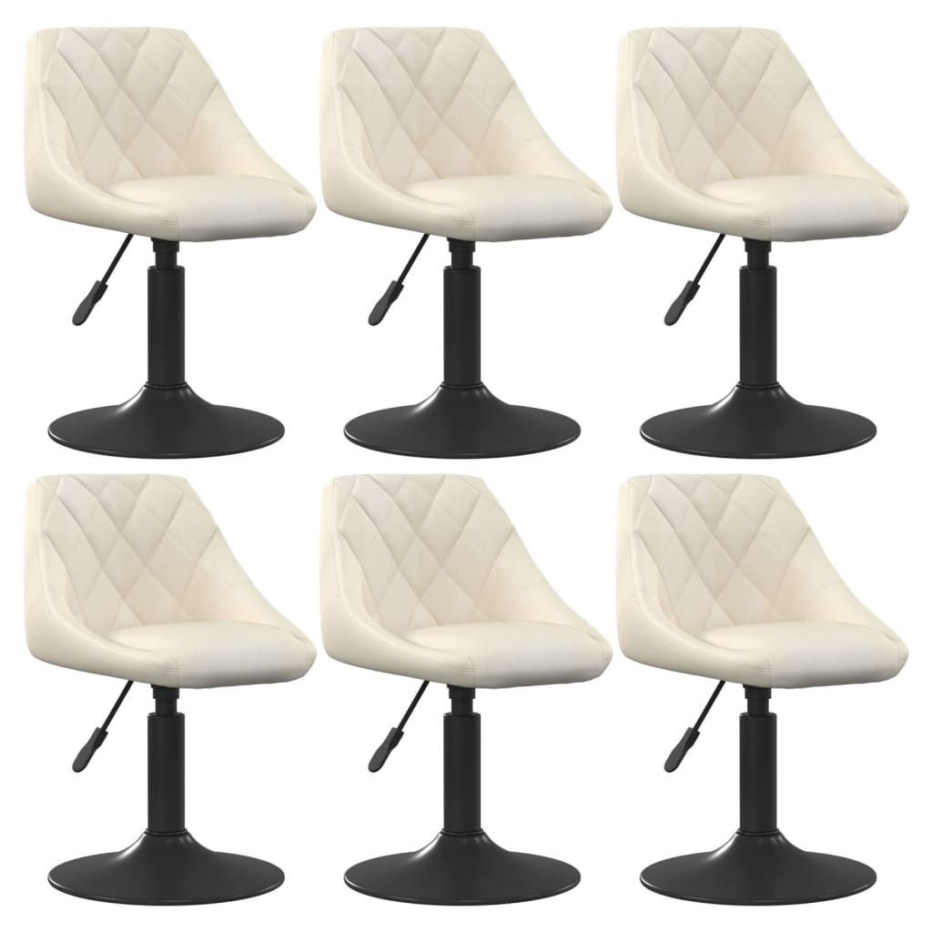 Scaune de bucatarie pivotante, 6 buc., catifea, crem, model 5 — imaginea 6
