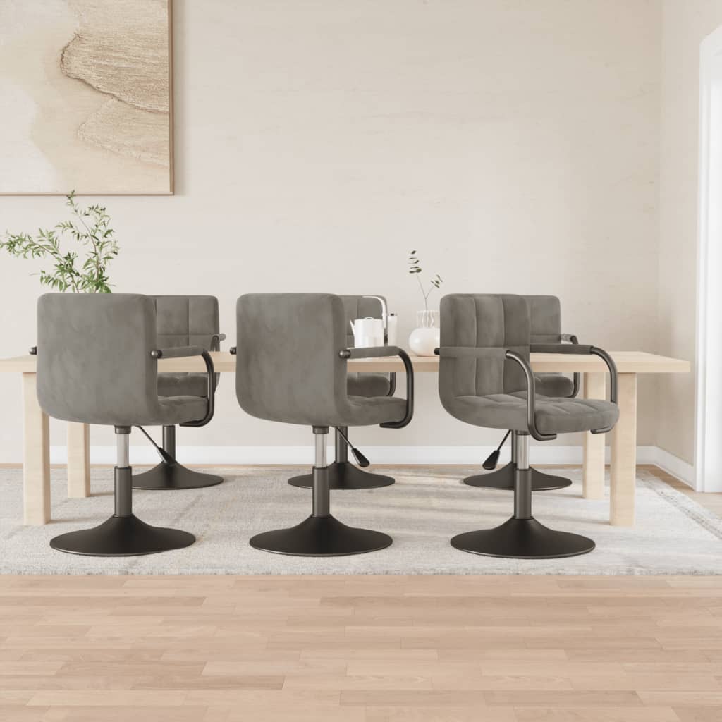 Scaune de bucatarie pivotante, 6 buc., catifea, gri deschis, model 14 — imaginea 3